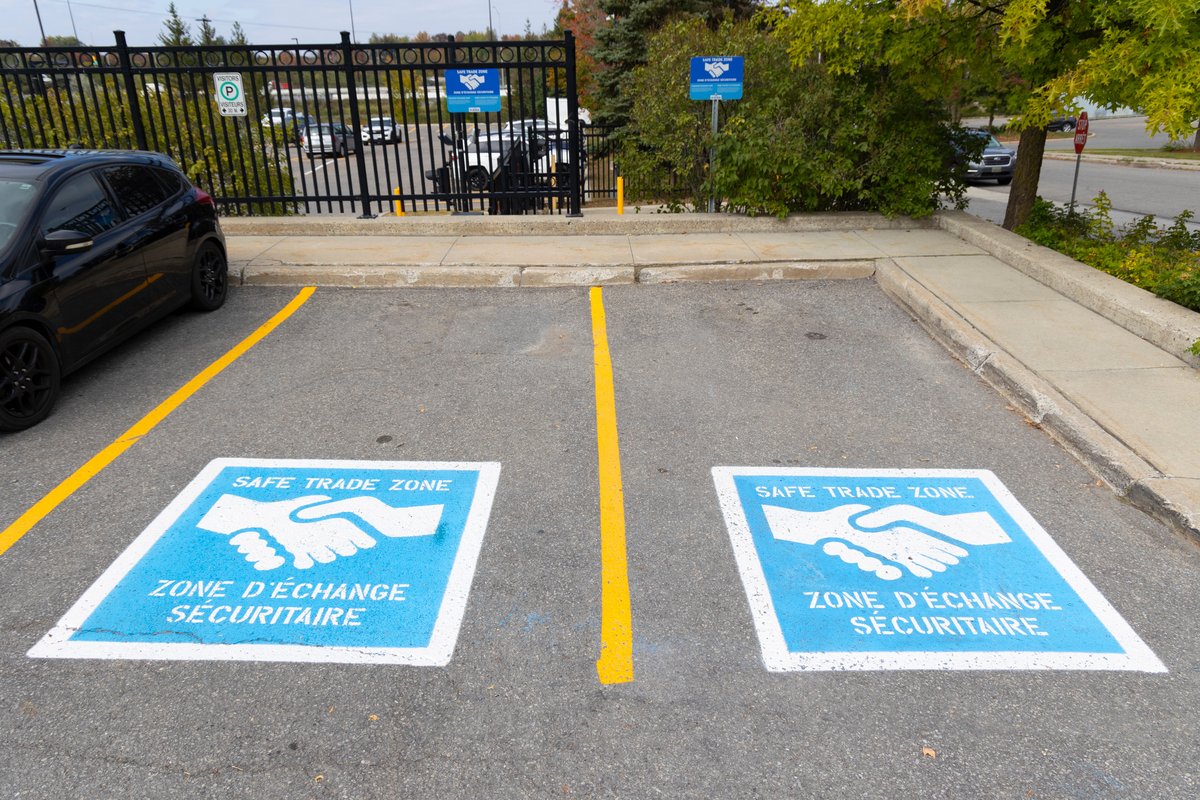 Safe Trade parking spaces at an Ottawa Police station